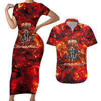 Firefighter Dad Couples Matching Short Sleeve Bodycon Dress and Hawaiian Shirt a Hero in the Flames - a Light in Our Lives