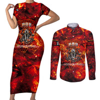 Firefighter Dad Couples Matching Short Sleeve Bodycon Dress and Long Sleeve Button Shirt a Hero in the Flames - a Light in Our Lives