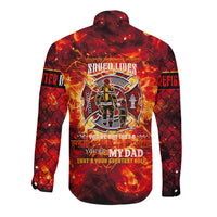 Firefighter Dad Long Sleeve Button Shirt a Hero in the Flames - a Light in Our Lives
