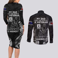 Veteran Fathers Day Couples Matching Long Sleeve Bodycon Dress and Long Sleeve Button Shirt My Dad is Not Just a Veteran, He's My Hero - Wonder Print Shop