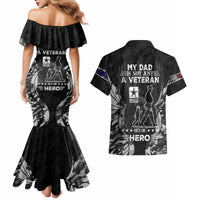 Veteran Fathers Day Couples Matching Mermaid Dress and Hawaiian Shirt My Dad is Not Just a Veteran, He's My Hero - Wonder Print Shop