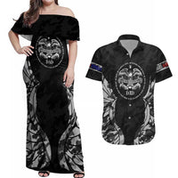 Veteran Fathers Day Couples Matching Off Shoulder Maxi Dress and Hawaiian Shirt My Dad is Not Just a Veteran, He's My Hero - Wonder Print Shop