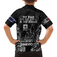 Veteran Fathers Day Family Matching Off The Shoulder Long Sleeve Dress and Hawaiian Shirt My Dad is Not Just a Veteran, He's My Hero - Wonder Print Shop
