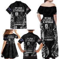 Veteran Fathers Day Family Matching Off Shoulder Maxi Dress and Hawaiian Shirt My Dad is Not Just a Veteran, He's My Hero - Wonder Print Shop