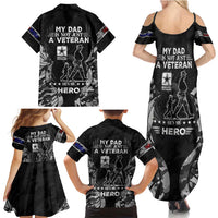 Veteran Fathers Day Family Matching Summer Maxi Dress and Hawaiian Shirt My Dad is Not Just a Veteran, He's My Hero - Wonder Print Shop