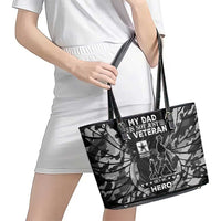 Veteran Fathers Day Leather Tote Bag My Dad is Not Just a Veteran, He's My Hero - Wonder Print Shop