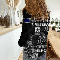 Veteran Fathers Day Women Casual Shirt My Dad is Not Just a Veteran, He's My Hero - Wonder Print Shop