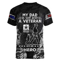 Veteran Fathers Day Women V-Neck T-Shirt My Dad is Not Just a Veteran, He's My Hero - Wonder Print Shop