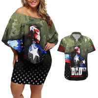 Veteran Dad Couples Matching Off Shoulder Short Dress and Hawaiian Shirt I Am a Veteran Like My Father Before Me