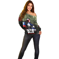 Veteran Dad Off Shoulder Sweater I Am a Veteran Like My Father Before Me
