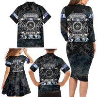 Veteran Hero Protector Husband Daddy Family Matching Long Sleeve Bodycon Dress and Hawaiian Shirt Veteran Fathers Day