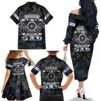 Veteran Hero Protector Husband Daddy Family Matching Off The Shoulder Long Sleeve Dress and Hawaiian Shirt Veteran Fathers Day