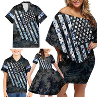 Veteran Hero Protector Husband Daddy Family Matching Off Shoulder Short Dress and Hawaiian Shirt Veteran Fathers Day