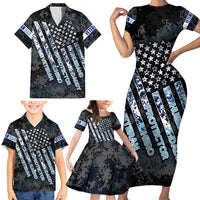 Veteran Hero Protector Husband Daddy Family Matching Short Sleeve Bodycon Dress and Hawaiian Shirt Veteran Fathers Day