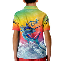 Fishing Dad Kid Polo Shirt Fast Sharp and Strong Like a Sailfish