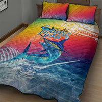 Fishing Dad Quilt Bed Set Fast Sharp and Strong Like a Sailfish