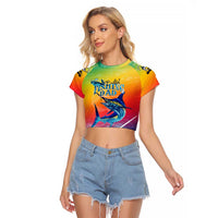 Fishing Dad Raglan Cropped T Shirt Fast Sharp and Strong Like a Sailfish