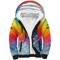 Fishing Dad Sherpa Hoodie Fast Sharp and Strong Like a Sailfish