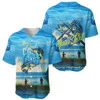 Reel Cool Dad Fishing Baseball Jersey Father Hooked on Love and Lakeside Moments