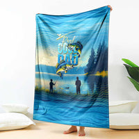 Reel Cool Dad Fishing Blanket Father Hooked on Love and Lakeside Moments