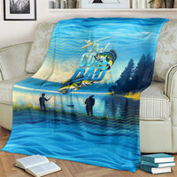 Reel Cool Dad Fishing Blanket Father Hooked on Love and Lakeside Moments