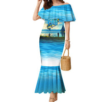 Reel Cool Dad Fishing Family Matching Mermaid Dress and Hawaiian Shirt Father Hooked on Love and Lakeside Moments