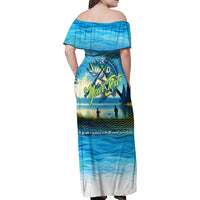 Reel Cool Dad Fishing Family Matching Off Shoulder Maxi Dress and Hawaiian Shirt Father Hooked on Love and Lakeside Moments