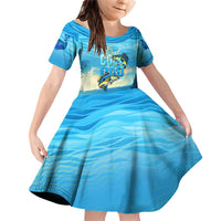 Reel Cool Dad Fishing Family Matching Off Shoulder Short Dress and Hawaiian Shirt Father Hooked on Love and Lakeside Moments