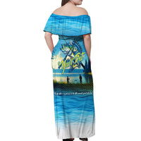 Reel Cool Dad Fishing Off Shoulder Maxi Dress Father Hooked on Love and Lakeside Moments