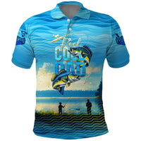 Reel Cool Dad Fishing Polo Shirt Father Hooked on Love and Lakeside Moments
