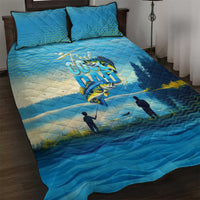 Reel Cool Dad Fishing Quilt Bed Set Father Hooked on Love and Lakeside Moments