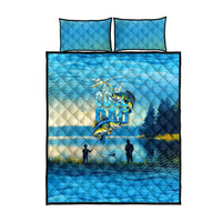 Reel Cool Dad Fishing Quilt Bed Set Father Hooked on Love and Lakeside Moments