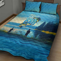 Reel Cool Dad Fishing Quilt Bed Set Father Hooked on Love and Lakeside Moments
