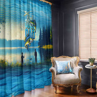 Reel Cool Dad Fishing Window Curtain Father Hooked on Love and Lakeside Moments