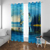 Reel Cool Dad Fishing Window Curtain Father Hooked on Love and Lakeside Moments