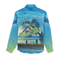 Reel Cool Dad Fishing Women Casual Shirt Father Hooked on Love and Lakeside Moments