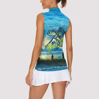 Reel Cool Dad Fishing Women Sleeveless Polo Shirt Father Hooked on Love and Lakeside Moments