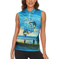 Reel Cool Dad Fishing Women Sleeveless Polo Shirt Father Hooked on Love and Lakeside Moments