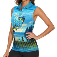 Reel Cool Dad Fishing Women Sleeveless Polo Shirt Father Hooked on Love and Lakeside Moments