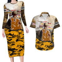 Veteran Dad Couples Matching Long Sleeve Bodycon Dress and Hawaiian Shirt The Strength of a Soldier - The Heart of a Father