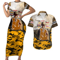 Veteran Dad Couples Matching Short Sleeve Bodycon Dress and Hawaiian Shirt The Strength of a Soldier - The Heart of a Father