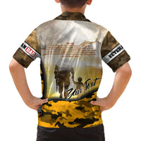 Veteran Dad Family Matching Off The Shoulder Long Sleeve Dress and Hawaiian Shirt The Strength of a Soldier - The Heart of a Father