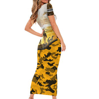 Veteran Dad Family Matching Short Sleeve Bodycon Dress and Hawaiian Shirt The Strength of a Soldier - The Heart of a Father