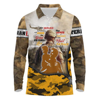 Veteran Dad Long Sleeve Polo Shirt The Strength of a Soldier - The Heart of a Father