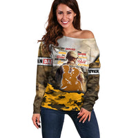 Veteran Dad Off Shoulder Sweater The Strength of a Soldier - The Heart of a Father
