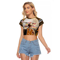 Veteran Dad Raglan Cropped T Shirt The Strength of a Soldier - The Heart of a Father