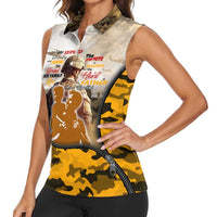 Veteran Dad Women Sleeveless Polo Shirt The Strength of a Soldier - The Heart of a Father