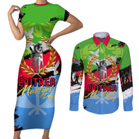 Eritrea Martyrs Live In Our Hearts Couples Matching Short Sleeve Bodycon Dress and Long Sleeve Button Shirt