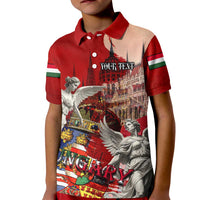 Hungary Kid Polo Shirt Crowned with History Guarded by Angels