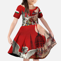Hungary Kid Short Sleeve Dress Crowned with History Guarded by Angels
